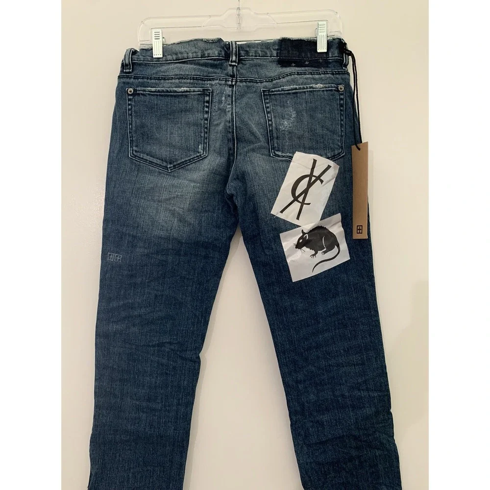 NWT Ksubi Super Skinny Ankle Zip Roadie Blue Distressed Jeans size 30
